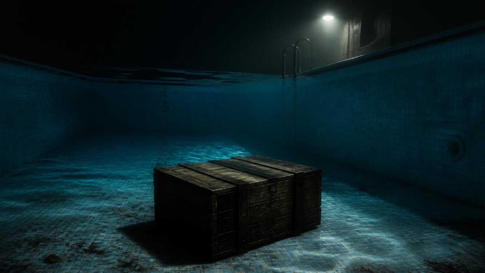 La cassa sul fondo della piscina era ancora occupata