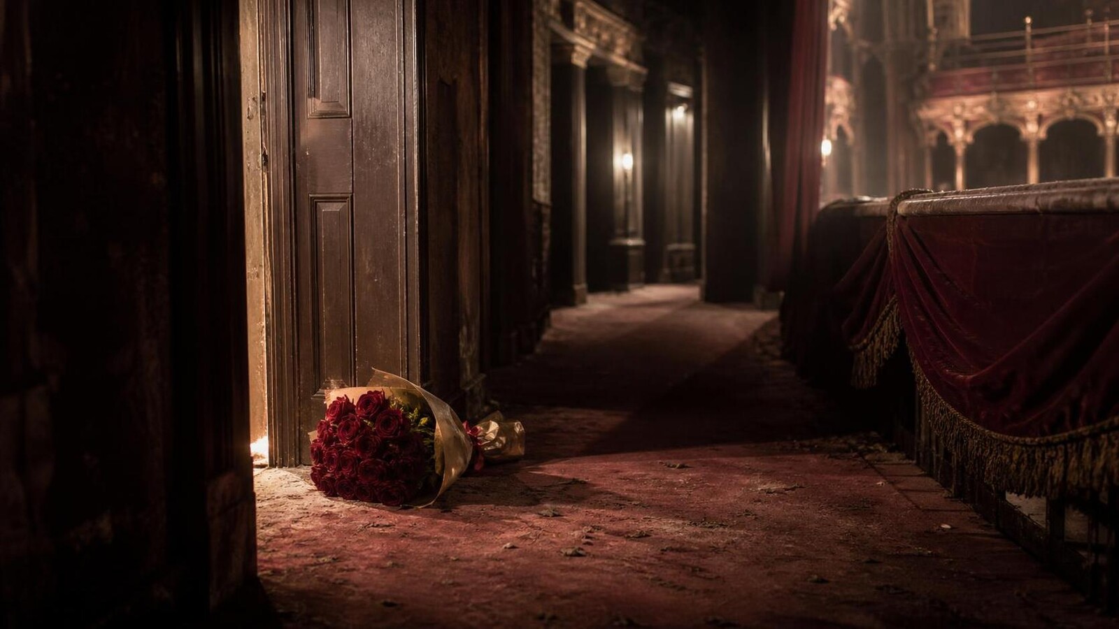 La vedova in nero lasciò rose davanti al camerino