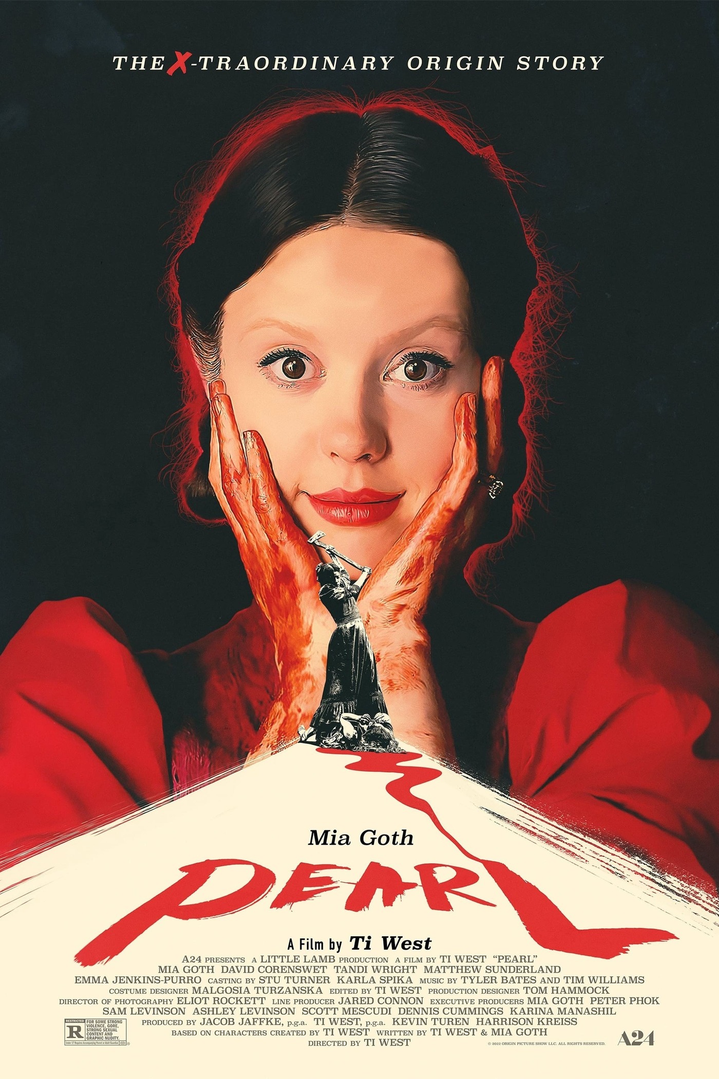 Locandina verticale ufficiale di Pearl, film del 2022 diretto da Ti West