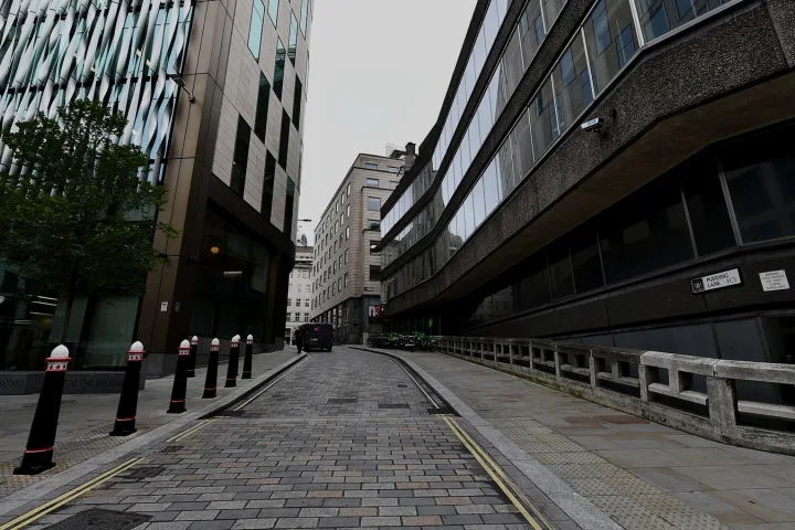 Pudding Lane nella City di Londra, luogo legato all’inizio del Grande Incendio del 1666