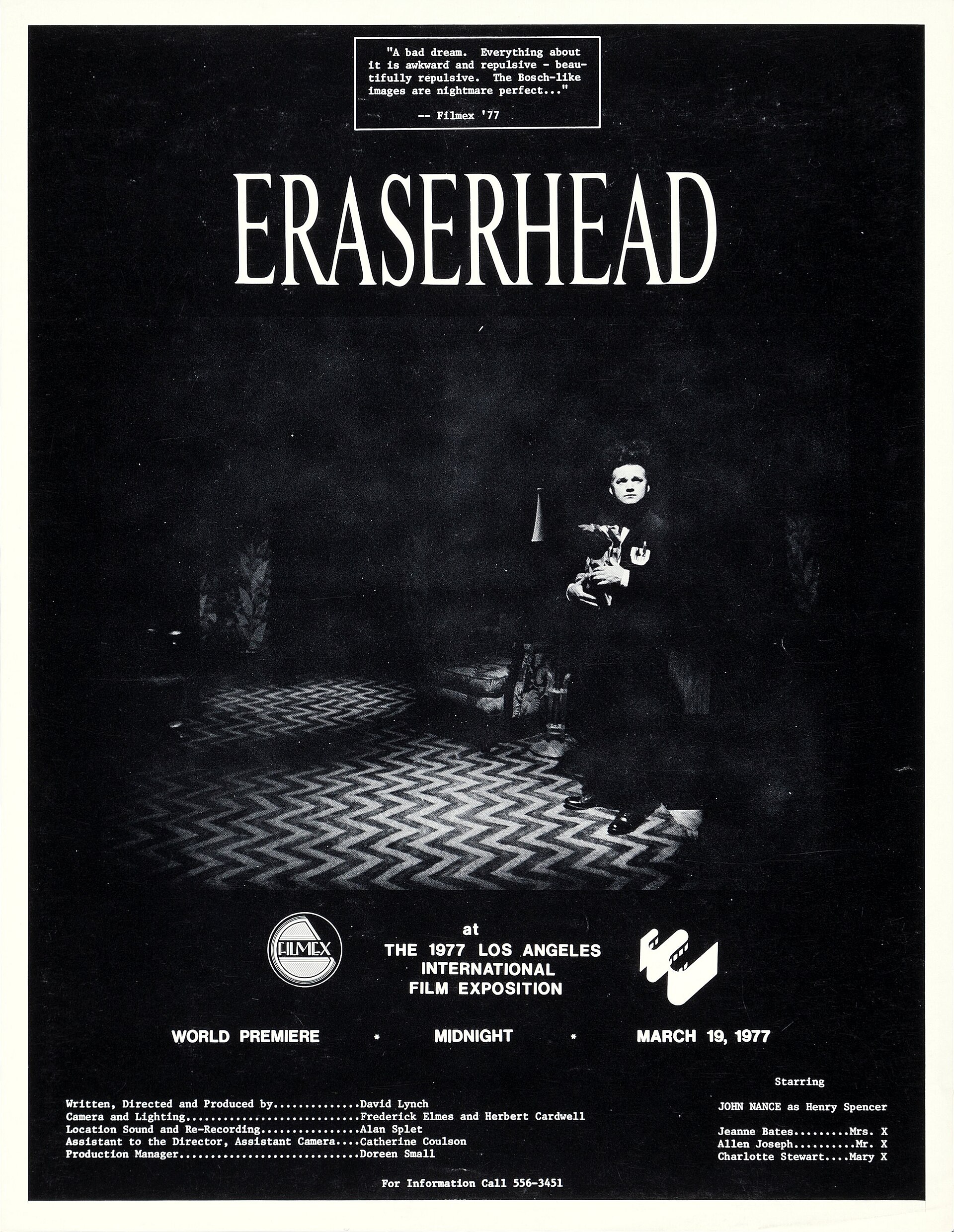Locandina verticale Filmex 77 di Eraserhead.
